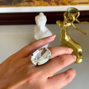 Large stone ring with ornate band